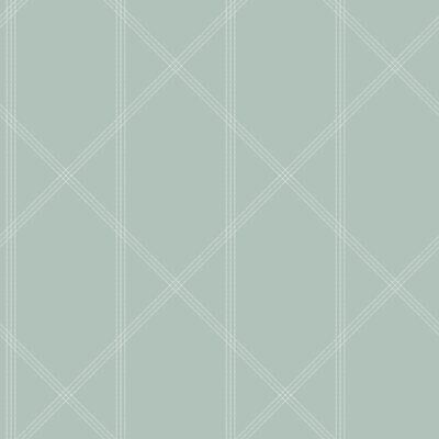 A-Street Prints Walcott Seafoam Stitched Trellis Wallpaper