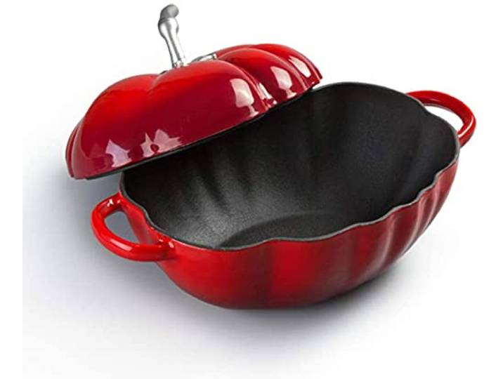 ksamwjf Tomaten-Emaille-Topf Schmortopf aus Gusseisen Schmortopf mit flachem Boden und Deckel - gesund und langlebig, geeignet für