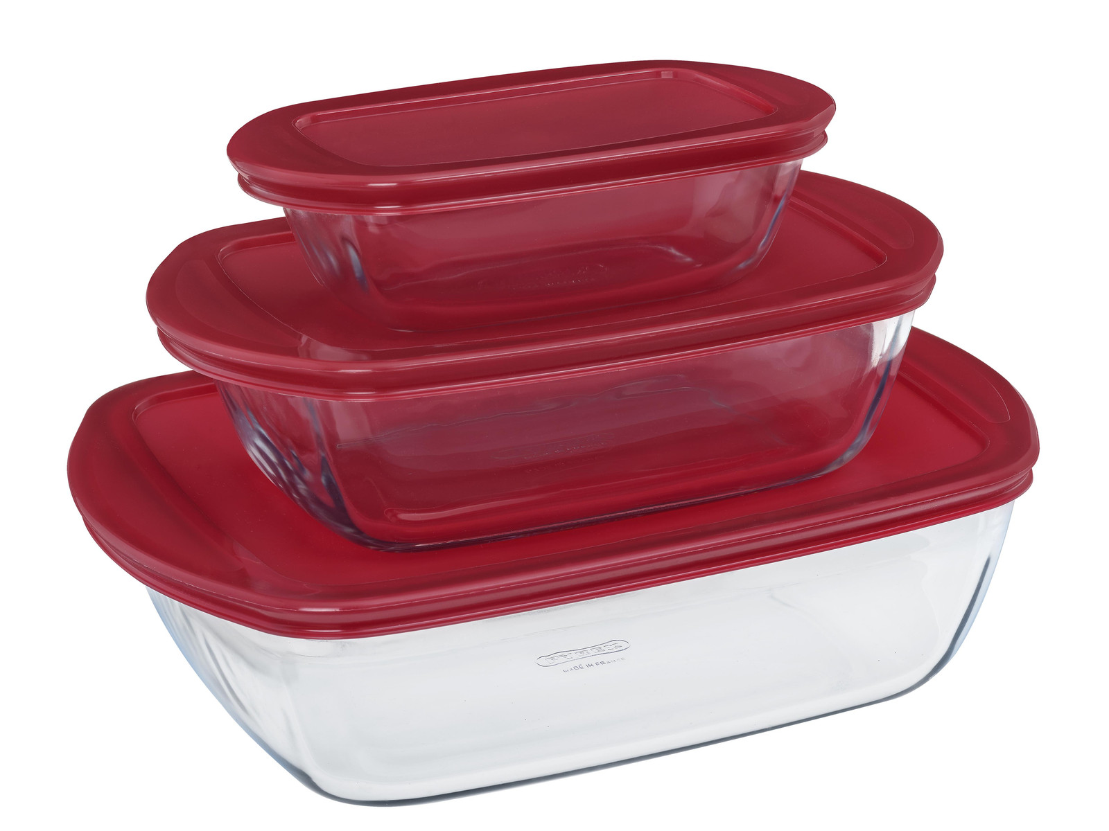 Pyrex Cook&Store set van borosilicaatglas met voorraadpotten, kom met deksel en ovenschaal