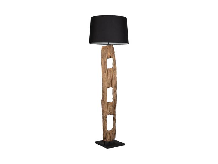Handgefertigte Stehlampe „Barracuda“ aus Treibholz Schwarz Invicta Interiors