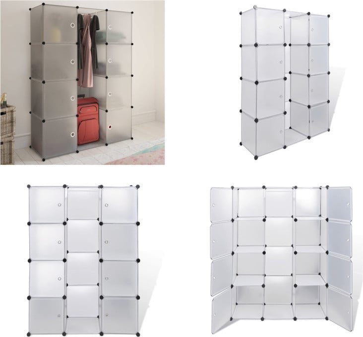 vidaXL Modulaire kast met 9 vakken, wit, B/D/H: 37 x 115 x 150 cm