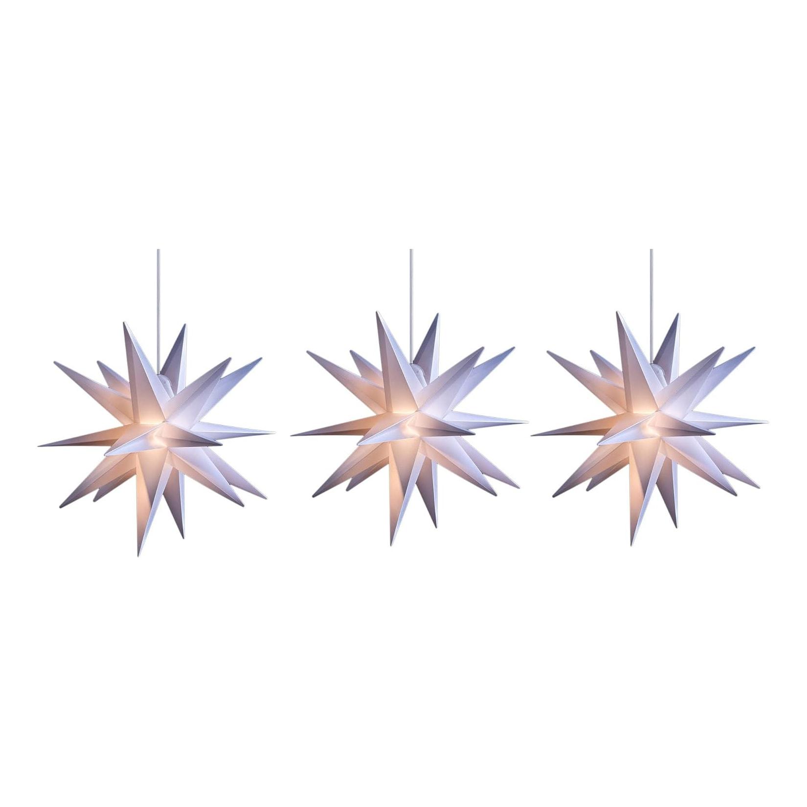 3X Weihnachtssterne beleuchtet LED Dekostern 55cm Weiss hochwertige Kunststoffsterne mit Timer Funktion 3D Stern 18 Zackig Leuchtsterne Faltstern Weihnachtslichter Winterbeleuchtung 3D Stern