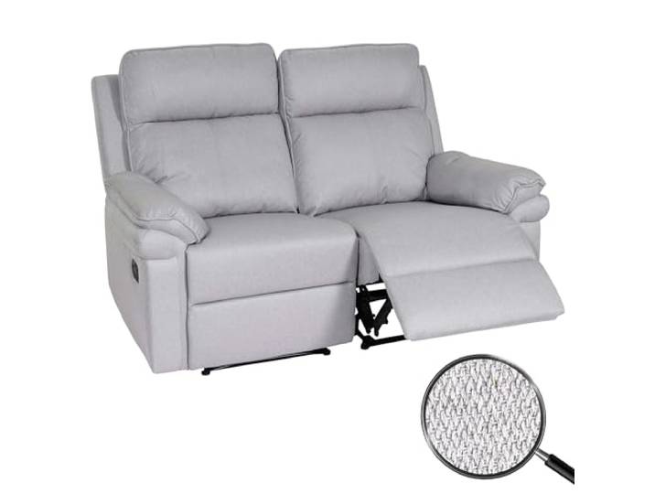 Mendler 2er Kinosessel HWC-L94 Stoff/Textil - hellgrau