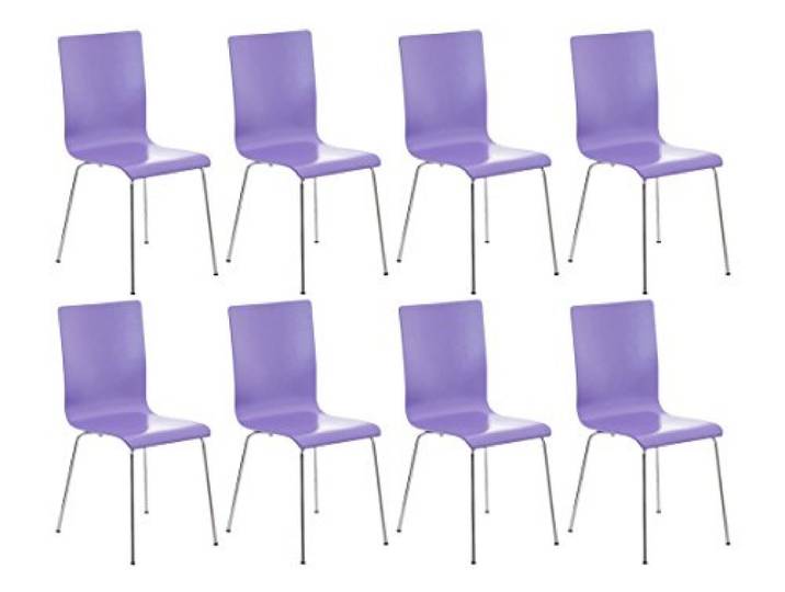 CLP 8er-Set Wartezimmerstuhl Pepe mit ergonomisch geformten Holzsitz und Metallgestell I 8X Konferenzstuhl erhältlich, Farbe:lila