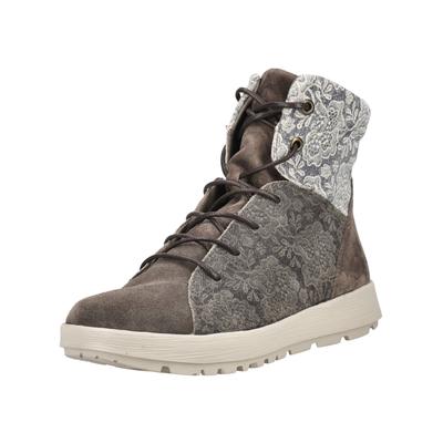 Schnürstiefelette THINK "Think Stiefelette Veloursleder/Textil", Damen, Gr. 39, braun (pepper), Textil, Veloursleder, Schuhe Schnürstiefelette