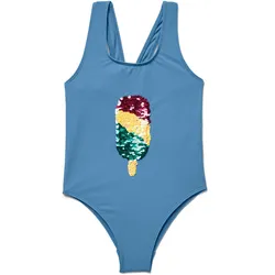 Tchibo - Kinder-Badeanzug mit Wendepailletten - Mädchen - Gr. 98/104 - blau