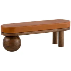 WOHNLING WL7.314 Sitzbank Ziegenleder Mango Massivholz 140x47x40 cm Braun