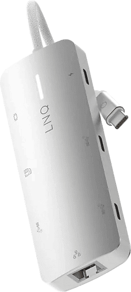 Hub - Linq ProConnect 8in1, Lector de tarjetas, Carga rápida 140W, Blanco