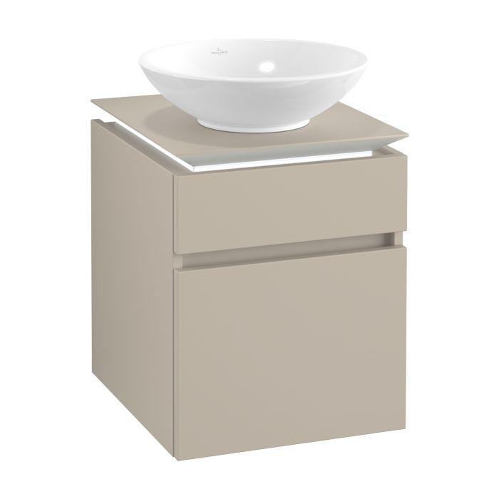 Villeroy & Boch Legato Waschtischunterschrank B566L0VK 45x55x50cm, mit LED-Beleuchtung, Soft Grey