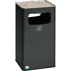 VAR Aschenbecher B42R, 3096, antik silber, für Outdoor, 2in1, Aschenbecher & Mülleimer aus Metall, 43 x 76cm, 96 Liter