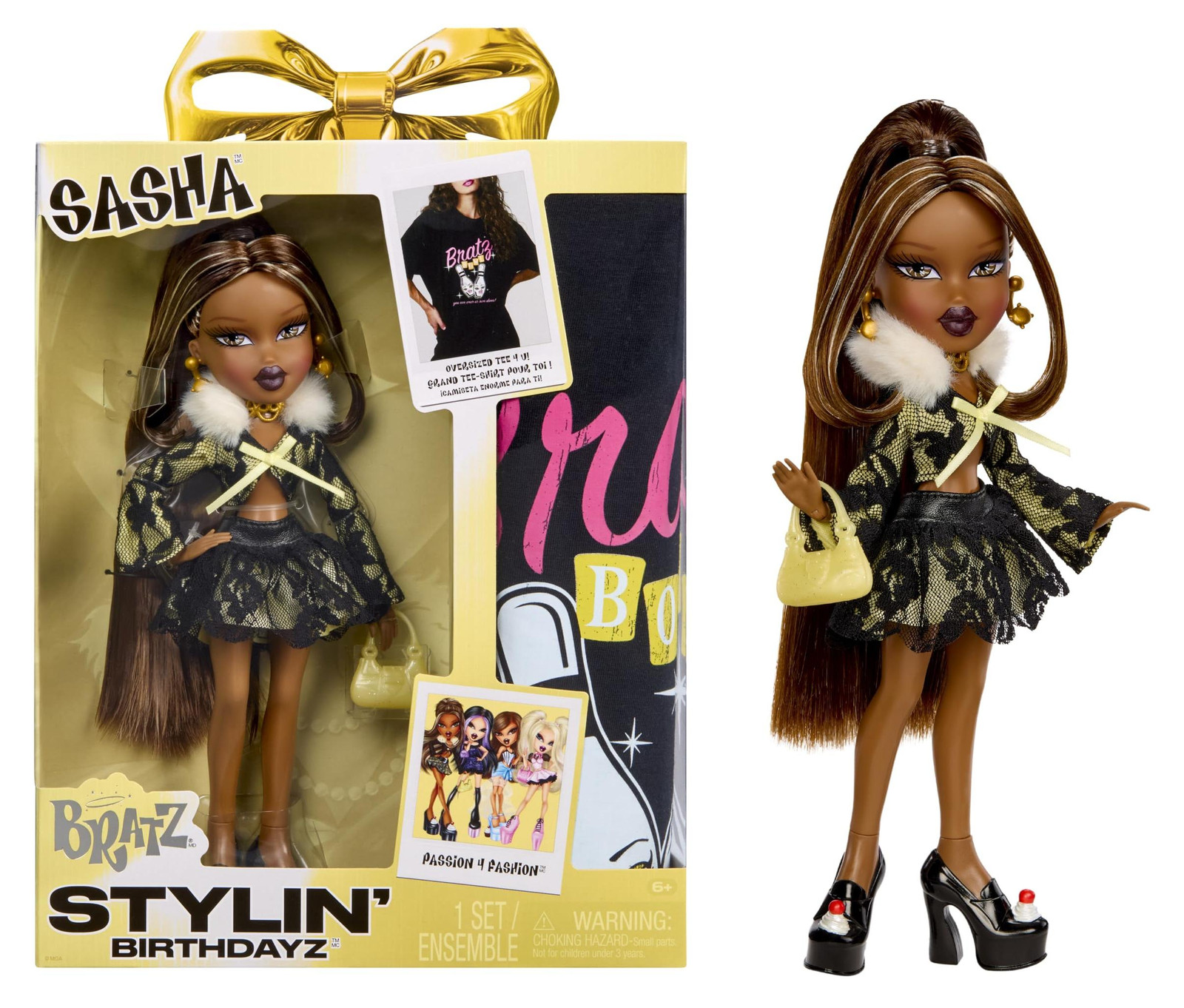 MGA Bratz Stylin' Birthdayz Pop Sasha Modepop voor Meisjes en Jongens, Meerdere kleuren