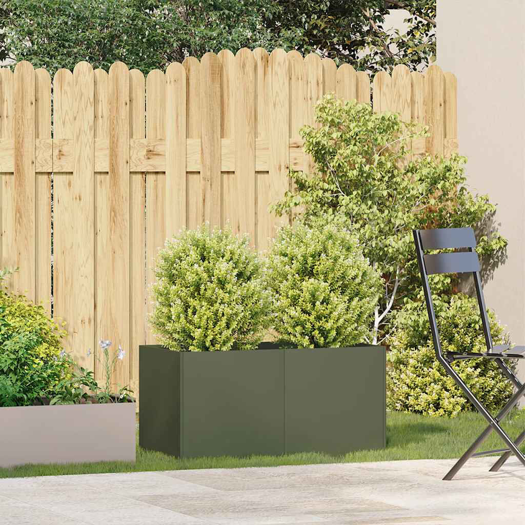 Rio Metal Planter Box Olive Green 15.75" H x 31.50" W x 15.75" D