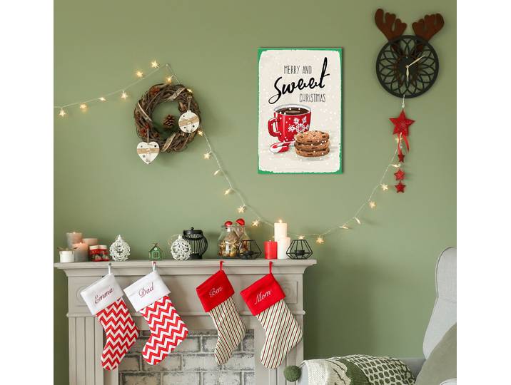 Metallbild QUEENCE Sweet Christmas , rot (farbe bild(er): rot), B:20cm H:30cm, Metall, Stahl, Bilder, Metallbild, Stahlschilder