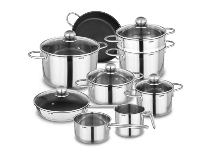 KOPF Topfset Induktion Josie, 14-teilig, Silber, Edelstahl