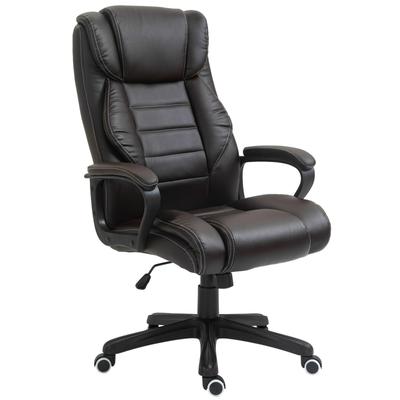 MODFU Chefsessel Bürostuhl ergonomisch Braun 74x64x120 cm mit 6-Punkte-Massagefunktion Wippfunktion höhenverstellbar 360 Grad Drehstuhl