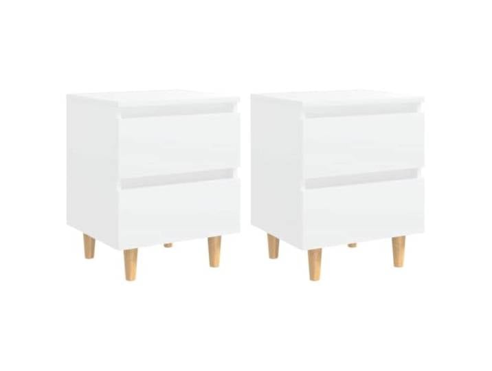 Heofavd 2er Set Nachttisch Weiß mit Schubladen 40x35x50 cm
