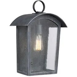 Außenleuchte Wandlampe Laterne Schwarz H 41,3 cm Gartenlampe 1 Flammig E27 Hof