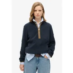 Superdry für Damen. W2012337A Jersey Estate Half-Zip-Fleece blau (XL), Lässig, Recyceltes Polyester, Nachhaltig, Marine