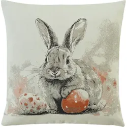 Kissenhülle Hopster 45x45 cm Orange - Deko Hülle mit Hasen- & Ostereiermotiv