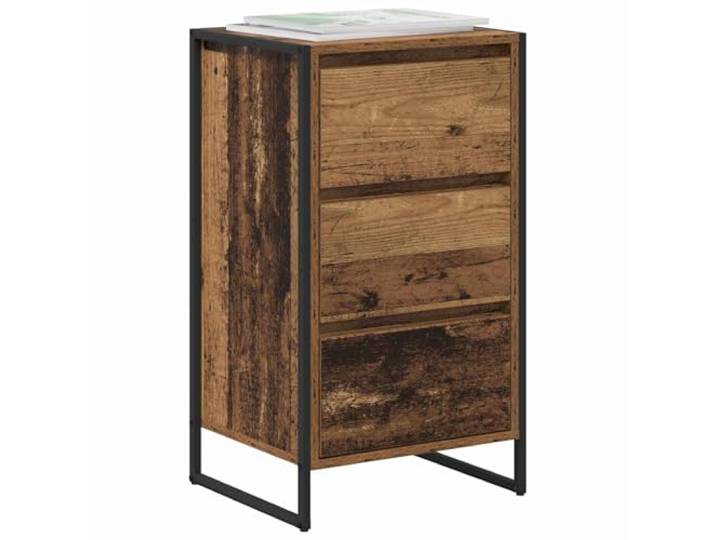 KTHLBRH Anrichte aus altem Holz, 42 x 36 x 75,5 cm, mehrschichtiges Holz Stahlbeine, großer Stauraum, Industriedesign, einfache Wartung