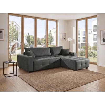 Polsterecke OTTO HOME "Bella Couch L-Form, B: 234 cm, Zierkissen inklusive", grau (anthrazit), B:234cm H:87cm T:162cm, 100%Polyester, Sofas, optional Schlaffunktion & Bettkasten, Wohnkomfort, Topseller