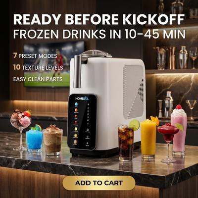 Homevol 3-in-1 Slushie Machine and Ice Cream Maker, Countertop Frozen Drink Maker with 7 Modes, 10 Texture Levels, Removable
