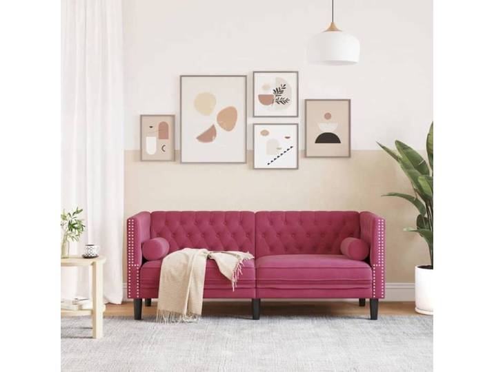 SWEETY@ Canapé Chesterfield - Sofa double - 2 places - avec traversins - velours LL835
