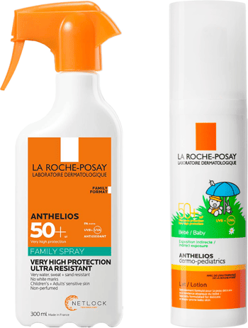 La Roche Posay Anthelios Spray Famiglia SPF50+ 300 ml + Anthelios Latte Bebè SPF50+ 50 ml Protezione Solare Corpo e Cura Per Tutta La Famiglia
