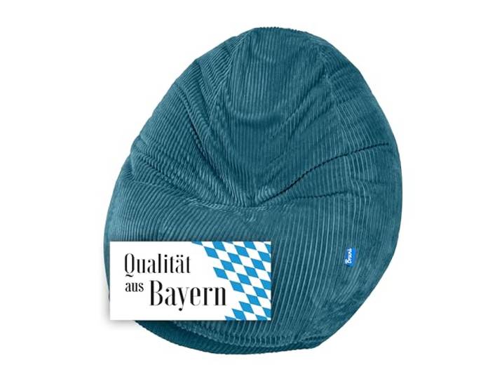 Bruni Classico Cord L in Petrol - XXL-Sitzsack für drinnen mit Füllung, Indoor-Sitzsack aus Deutschland