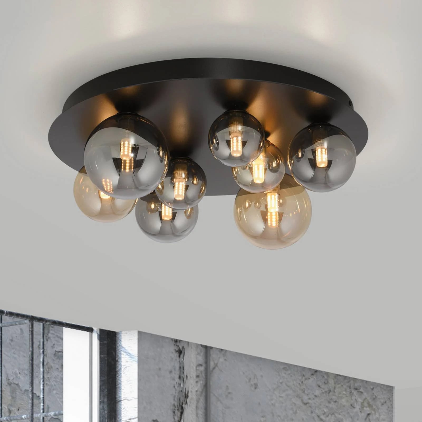 Paul Neuhaus Plafondlamp Popsicle Modern Zwart Metaal en Glas