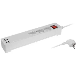 Maxtrack, Steckdosenleiste, Smarte 3-fach Schutzkontakt-Steckdosen-Leiste mit 4 USB-Ladebuchsen (total 5V /2,1A) (3x, CEE 7/4, 1.70 m)