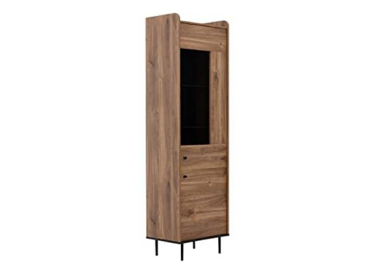 Mirjan24 Vitrine Veirana VS09 WIT60, Standvitrine mit 2 Türen, Metallgriffe, Scharniere mit Soft Close, Vitrinenschrank, Glasvitrine für Wohnzimmer (Brandy Castello, mit Blauer LED Beleuchtung)