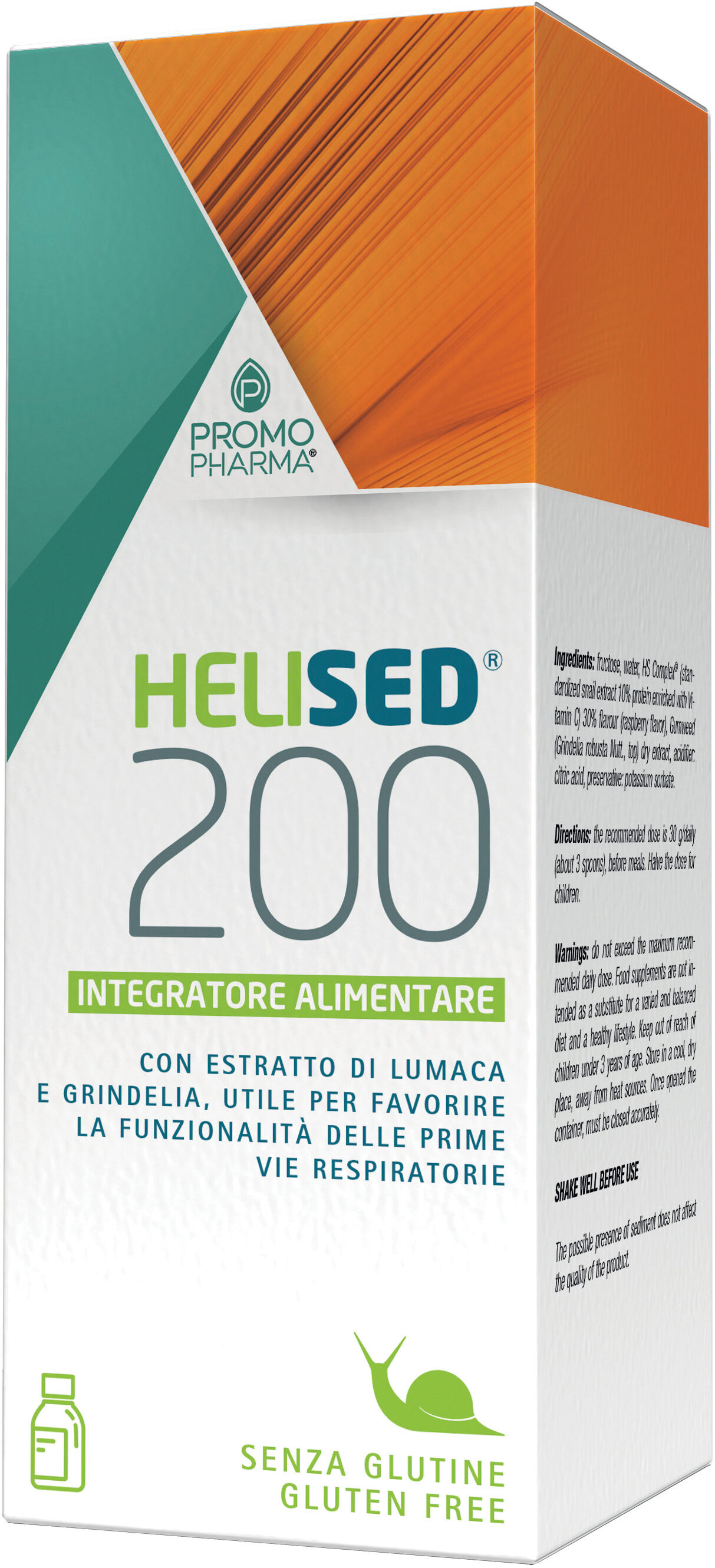 PROMOPHARMA SpA Helised 200 150ml - Estratto di Lumaca e Grindelia - Integratore Alimentare con Vitamina C