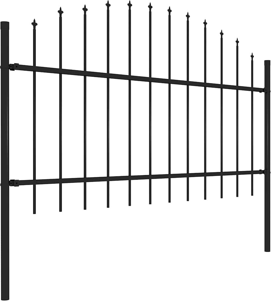 vidaXL Clôture de jardin avec dessus en forme de lance 1755x125cm noir