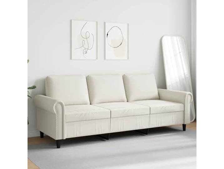 KTHLBRH 3-Sitzer-Sofa, Creme, 180 cm, aus Samt Gestell aus Metall, Polsterung aus Schaumstoff, maximale Belastung 110 kg pro Sitz