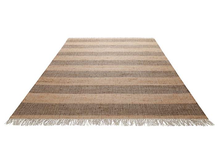 Teppich GREEN LOOOP Virgil , braun (cognac braun,cognac braun), B:160cm H:4mm L:230cm, Jute, Teppiche, Teppich, Naturfaser Teppich aus 80% Jute 20% Baumwolle, mit Fransen, Wohnzimmer