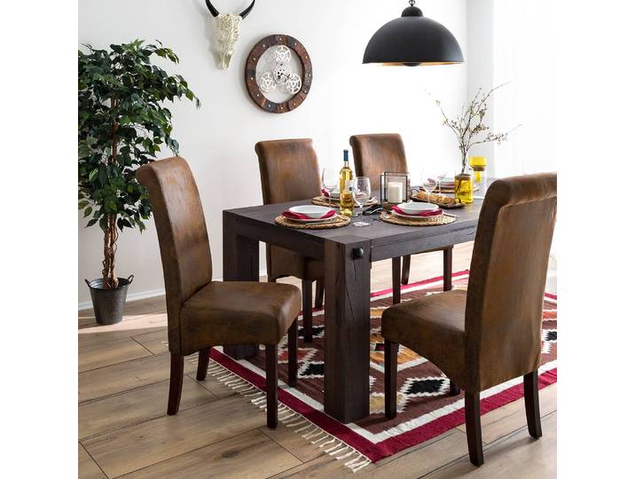 Polsterstuhl Nello IV 2er-Set 47 x 108 x 64cm Braun/Braun
