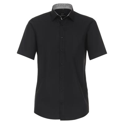 Businesshemd VENTI "VENTI Businesshemd Kurzarm uni", Herren, Gr. 36, Normalgrößen, schwarz, 100% Baumwolle, unifarben, schmal, Hemden