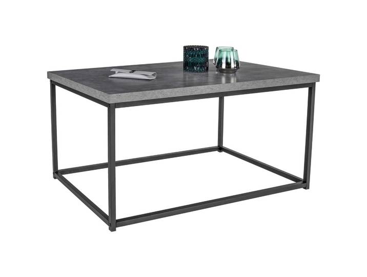 Couchtisch mit Metallgestell Bistro, Betonoptik/Schwarz