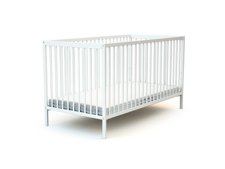 WEBABY - Lit bébé en bois ESSENTIEL Blanc 70 x 140 cm