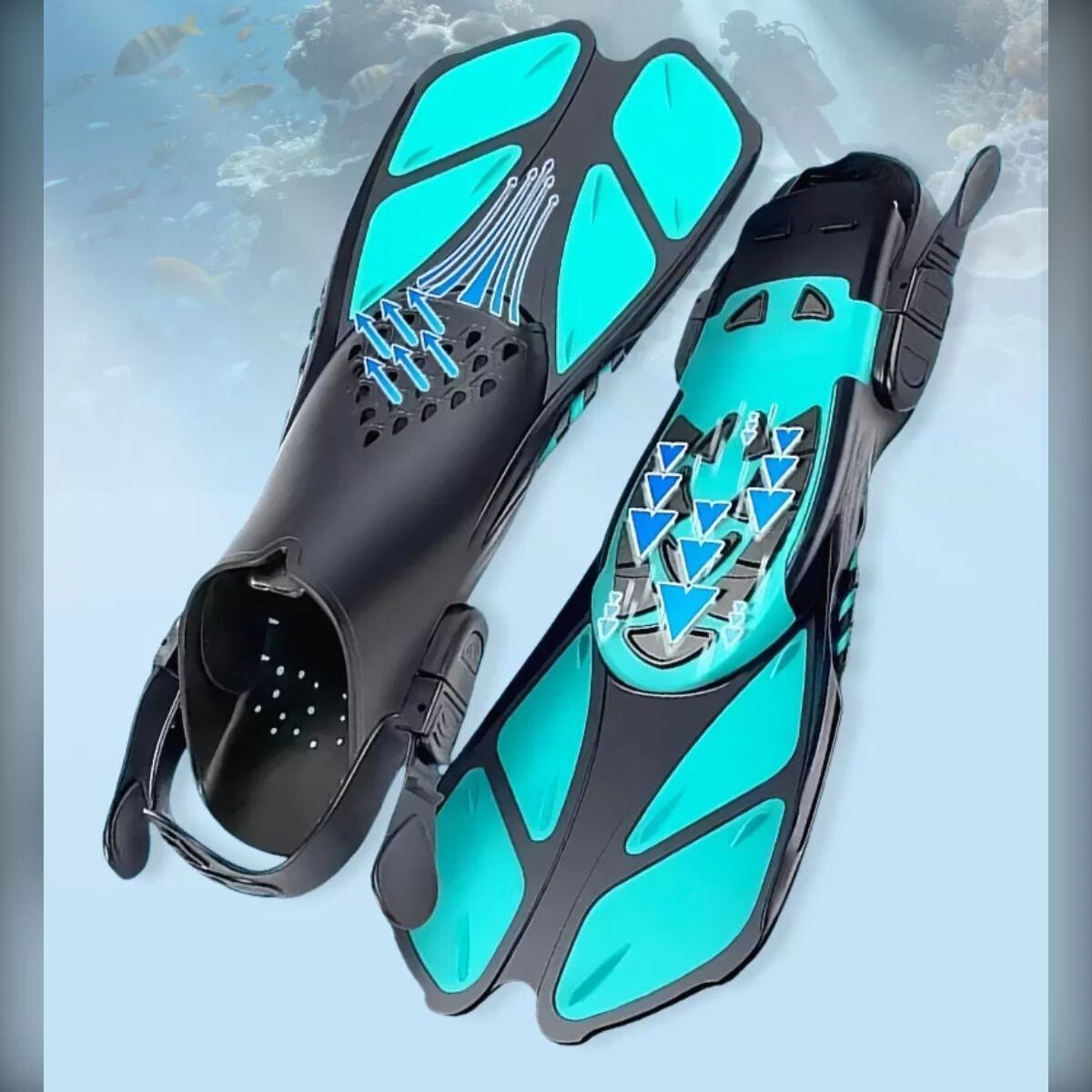 INF Palmes de natation et de plongée réglables S/M – Entraînement efficace et confortable Vert