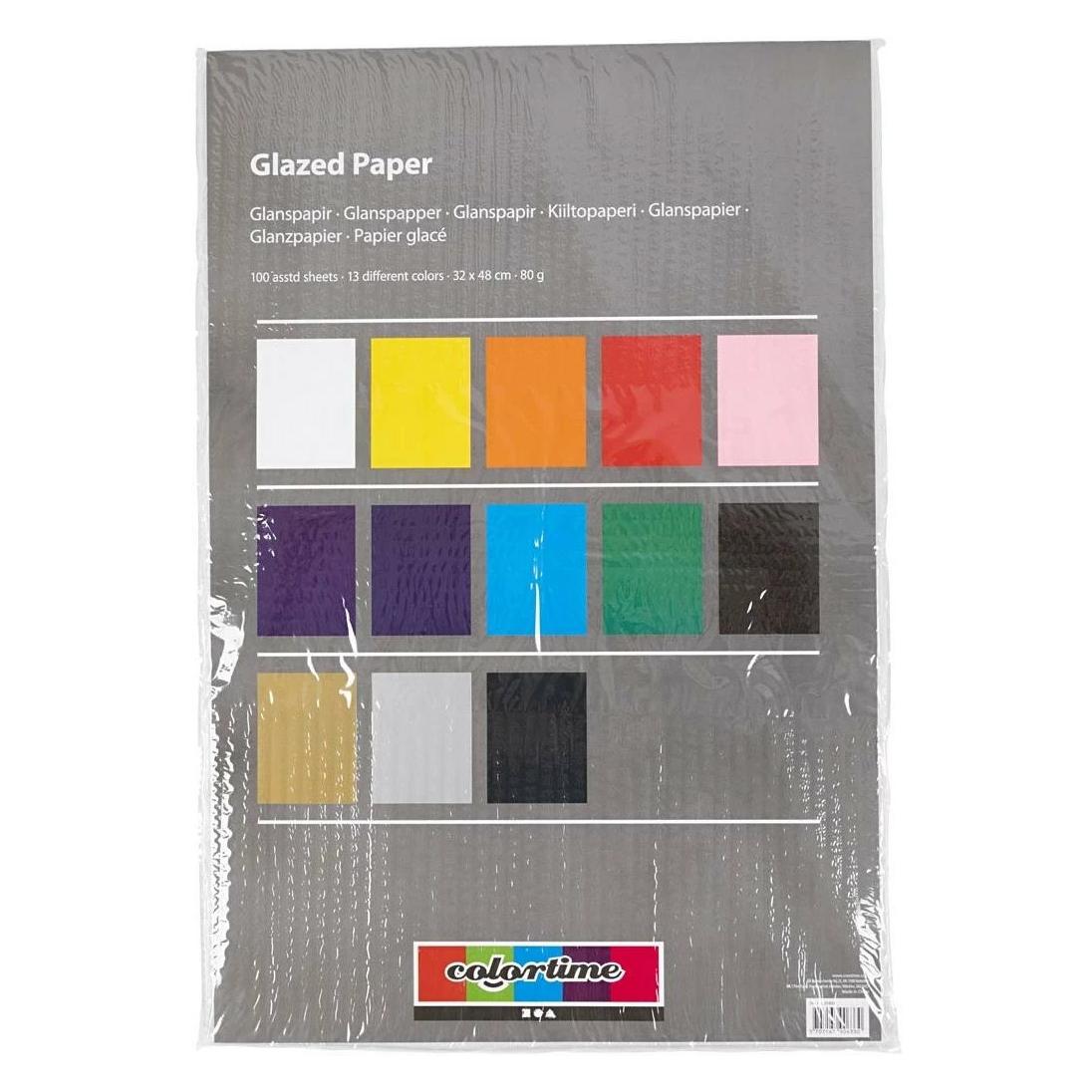 Creativ Company Glanzpapier 32 x 48 cm, 100 Stück, Mehrfarbig (1x) (20468)