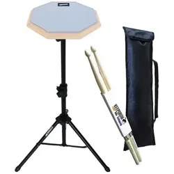 keepdrum DP-GY8 Practice Pad Grau mit Stativ und Sticks, Schlagzeug Zubehör, Grau
