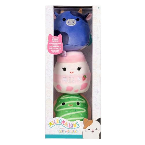 Micromallows SQMM0193 Set van 3 superzachte mini-Squishmallows pluche figuren Ingred Amelie Daisuke