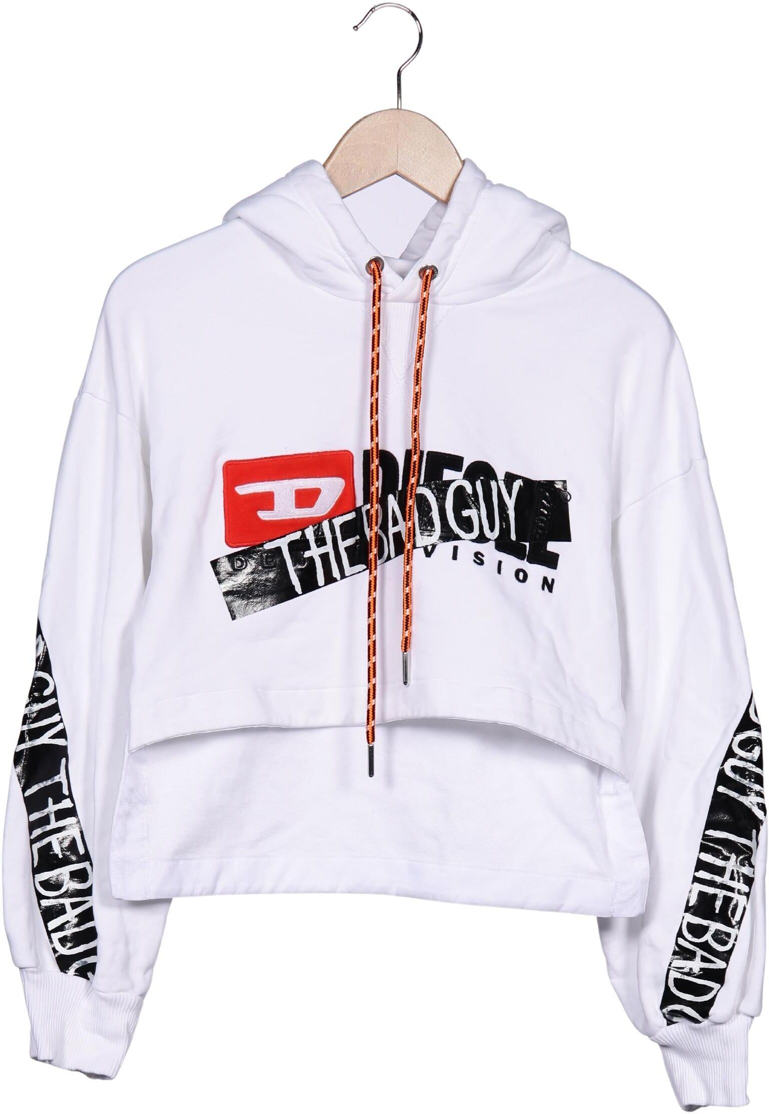 Diesel Damen Kapuzenpullover, Weiß, Gr. S, Baumwolle - Second Hand