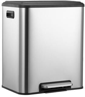 YUN Dual Compartment Trash Can, Stainless Steel Recycling Bin with Foot Pedal for Home or Office