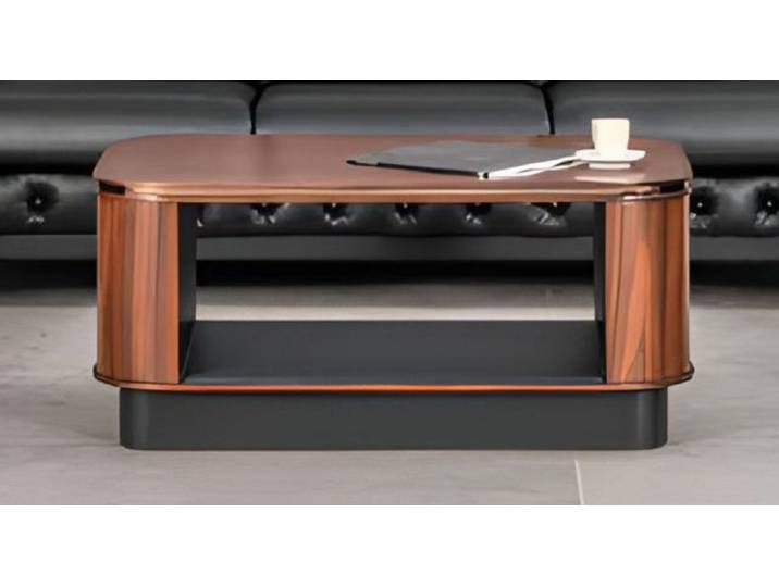 Xlmoebel Couchtisch Rechteckiger brauner Luxus-Couchtisch mit elegantem Einlegeboden (Couchtisch), Hergestellt in Europa
