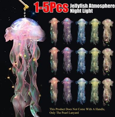 Uplift Picks DIY Jellyfish Hanging Lamp Colorful Kids Bedroom Ceiling Light yellow 4 Pcs