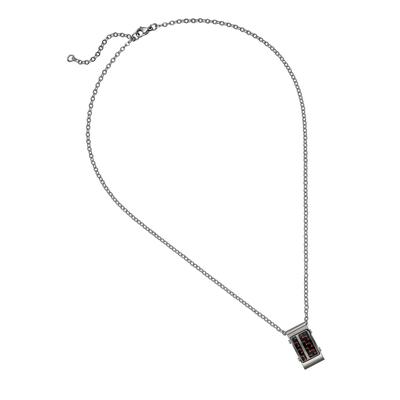 Kette mit Anhänger JOBO "Herrenkette mit Carbon kombiniert", silber (edelstahlfarben), Halsketten, Herren, Edelstahl, L: 55, Edelstahl 55 cm