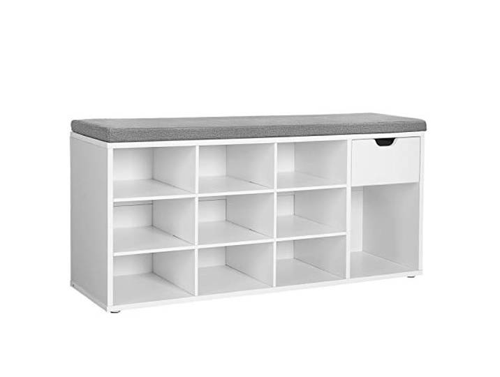 VASAGLE schoenbank, schoenenrek met lade en open vakken, 104 x 30 x 48 cm